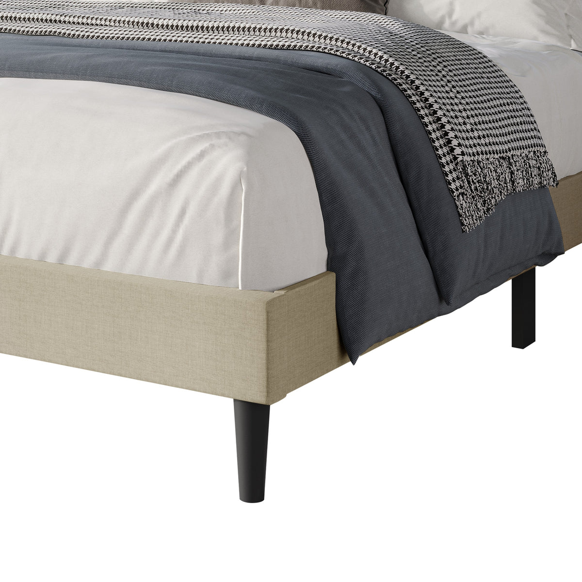 Hamden Tufted Upholstered Wingback Platform Bed Frame with Button-Tufted Headboard, No Box Spring Required
