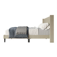 Hamden Tufted Upholstered Wingback Platform Bed Frame with Button-Tufted Headboard, No Box Spring Required
