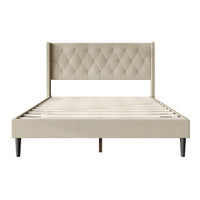 Hamden Tufted Upholstered Wingback Platform Bed Frame with Button-Tufted Headboard, No Box Spring Required
