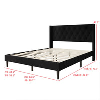 Hamden Tufted Upholstered Wingback Platform Bed Frame with Button-Tufted Headboard, No Box Spring Required