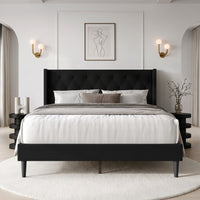 Hamden Tufted Upholstered Wingback Platform Bed Frame with Button-Tufted Headboard, No Box Spring Required
