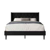 Hamden Tufted Upholstered Wingback Platform Bed Frame with Button-Tufted Headboard, No Box Spring Required