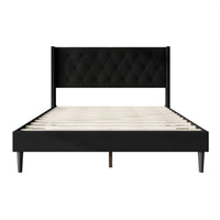 Hamden Tufted Upholstered Wingback Platform Bed Frame with Button-Tufted Headboard, No Box Spring Required