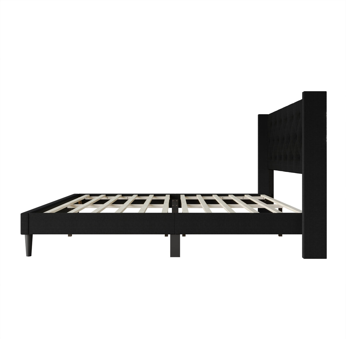 Hamden Tufted Upholstered Wingback Platform Bed Frame with Button-Tufted Headboard, No Box Spring Required