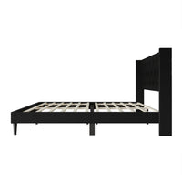 Hamden Tufted Upholstered Wingback Platform Bed Frame with Button-Tufted Headboard, No Box Spring Required