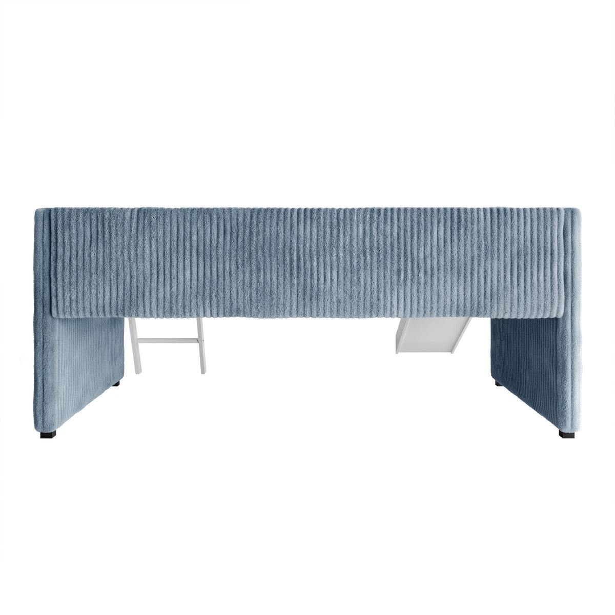 Totowa Kids Upholstered Low Loft Bed with Slide & Ladder, Soft Corduroy Fabric Twin Loft Bed for Boys & Girls, Light Blue