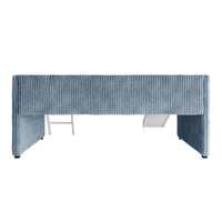 Totowa Kids Upholstered Low Loft Bed with Slide & Ladder, Soft Corduroy Fabric Twin Loft Bed for Boys & Girls, Light Blue