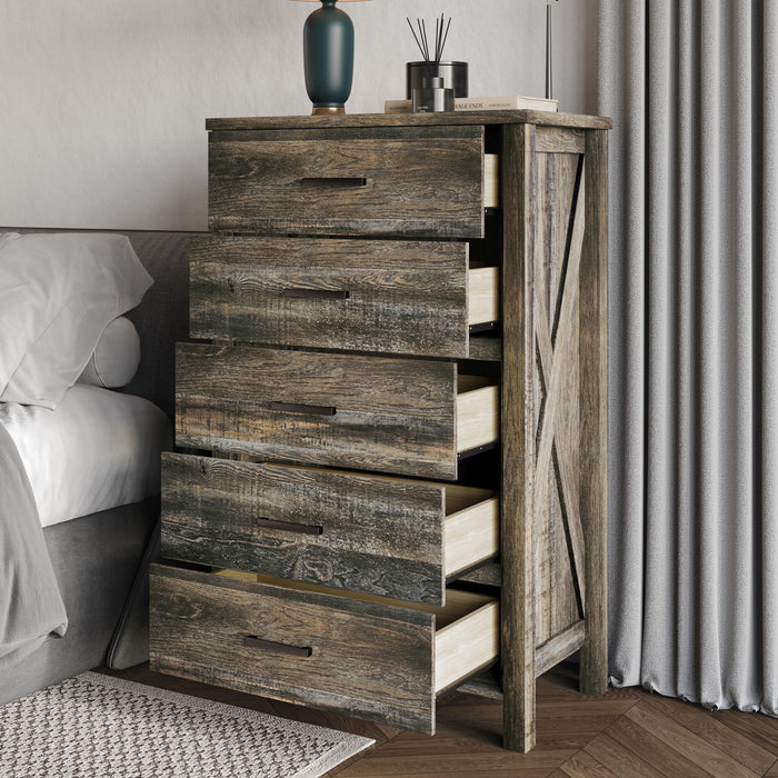Home Design Niles 5 Drawer Chest, Brown