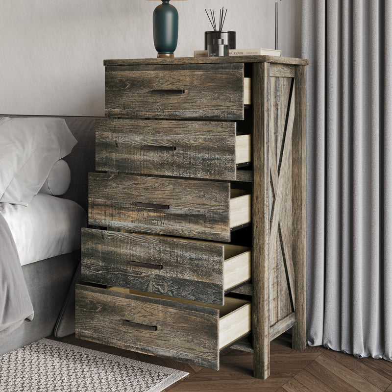 Home Design Niles 5 Drawer Chest, Brown