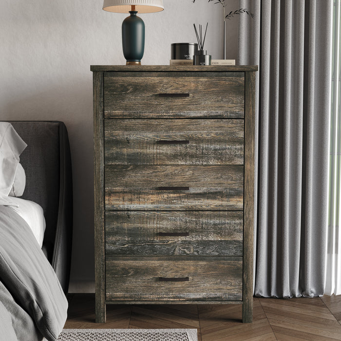 Home Design Niles 5 Drawer Chest, Brown
