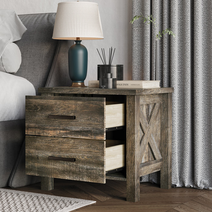 Home Design Niles 2 Drawer Nightstand, Brown