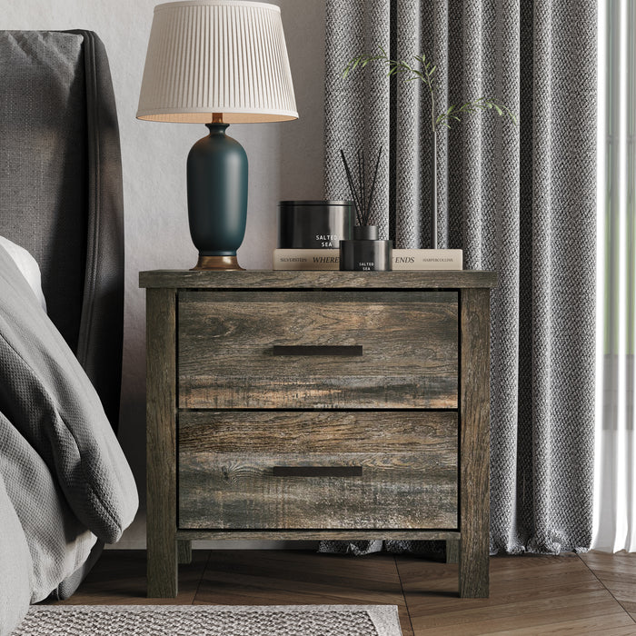 Home Design Niles 2 Drawer Nightstand, Brown
