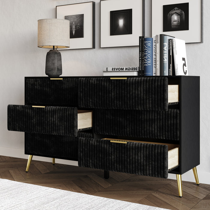 Home Design Alva 6 Drawer Dresser, Black