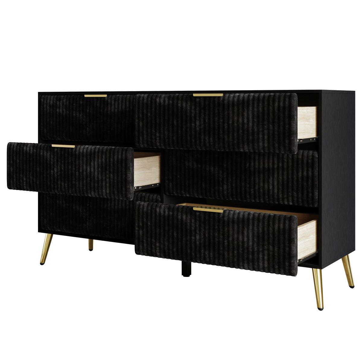 Home Design Alva 6 Drawer Dresser, Black