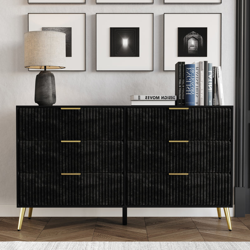 Home Design Alva 6 Drawer Dresser, Black