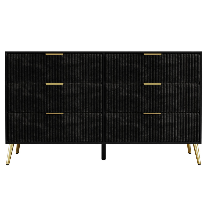 Home Design Alva 6 Drawer Dresser, Black