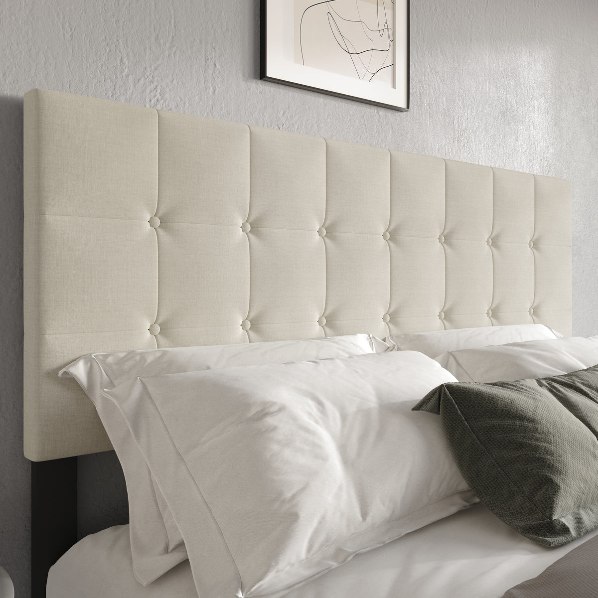 Home Design Ida Upholstered Transitional Adjustable Headboard With Button Tufted For Adult