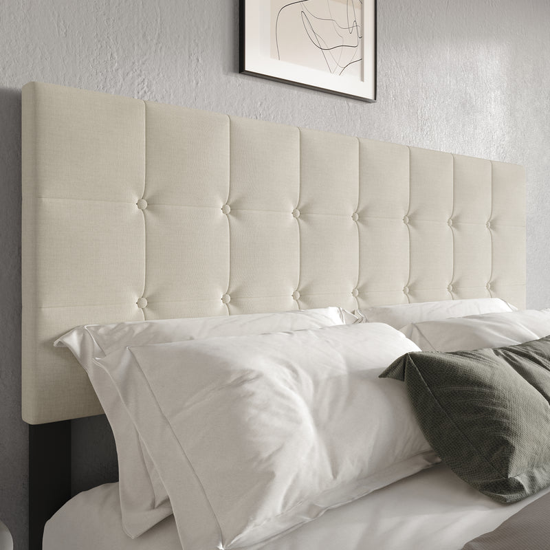 Home Design Ida Upholstered Transitional Adjustable Headboard With Button Tufted For Adult