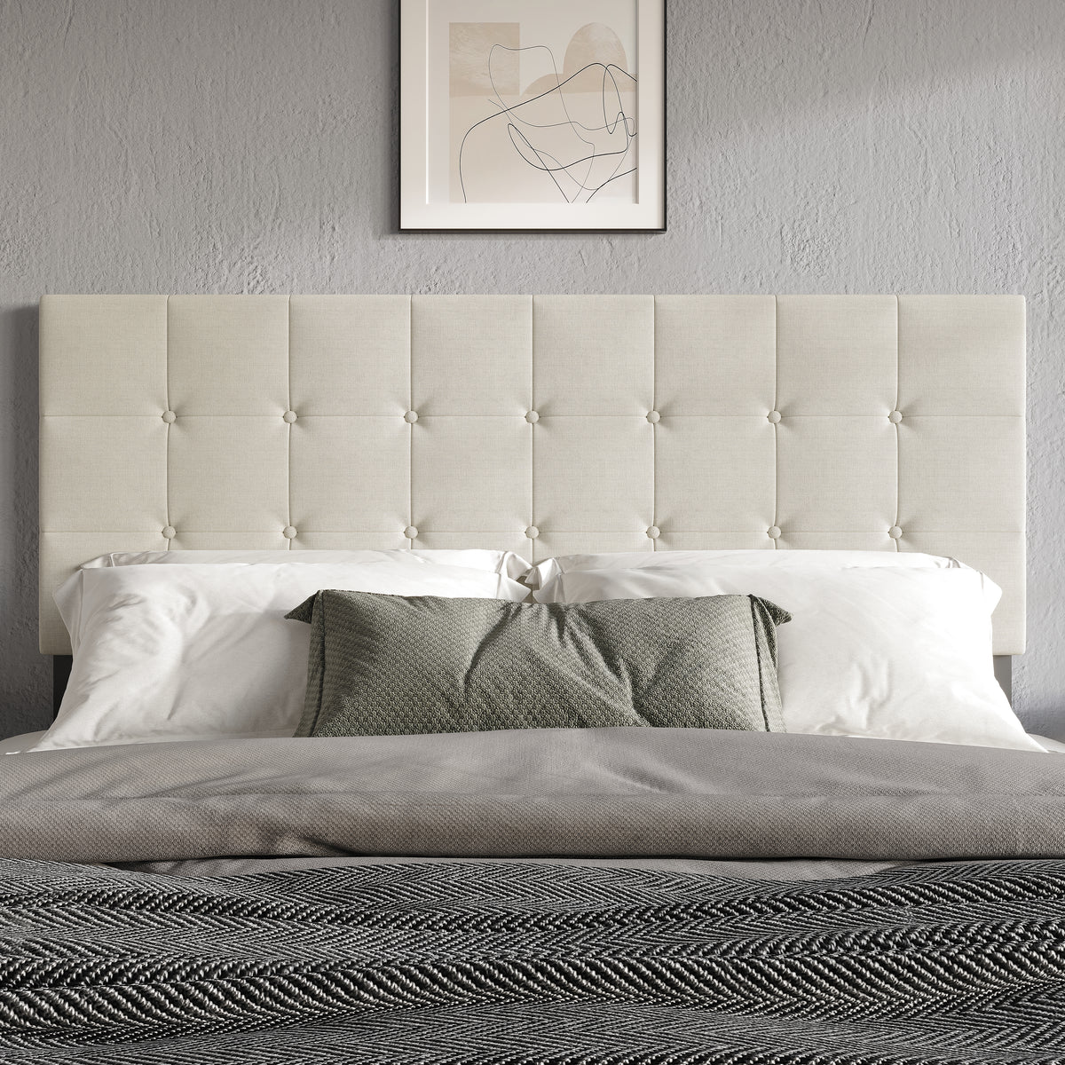 Home Design Ida Upholstered Transitional Adjustable Headboard With Button Tufted For Adult