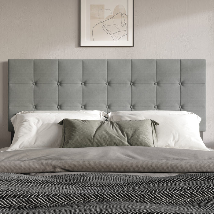 Home Design Ida Upholstered Transitional Adjustable Headboard With Button Tufted For Adult