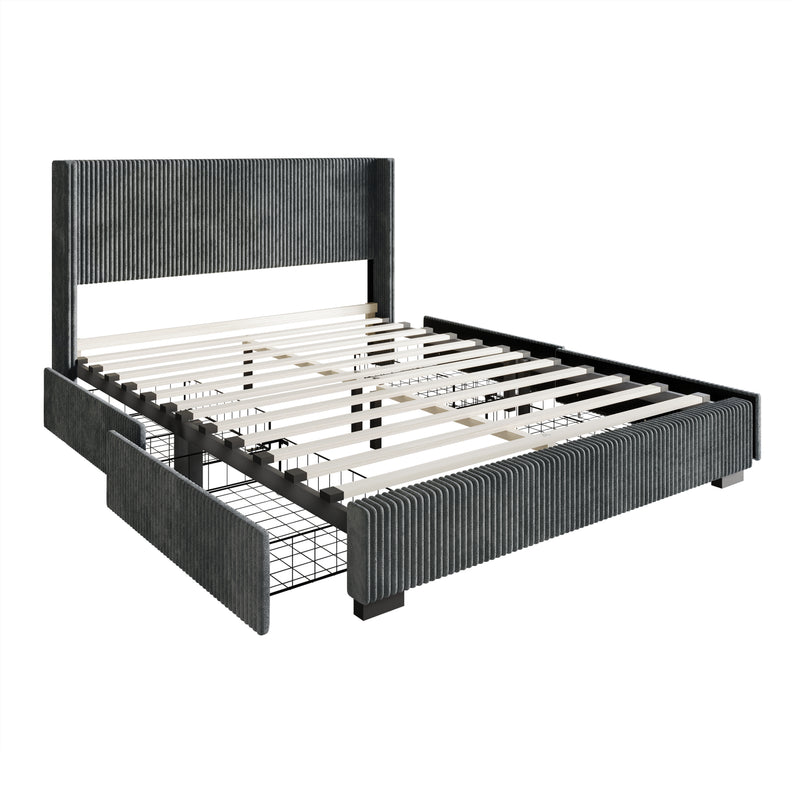 Home Design Rochester Upholstered Storage Platform Bed Frame
