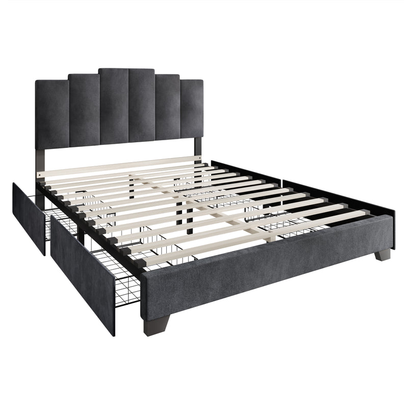Home Design Yuma Upholstered Storage Platform Bed Frame