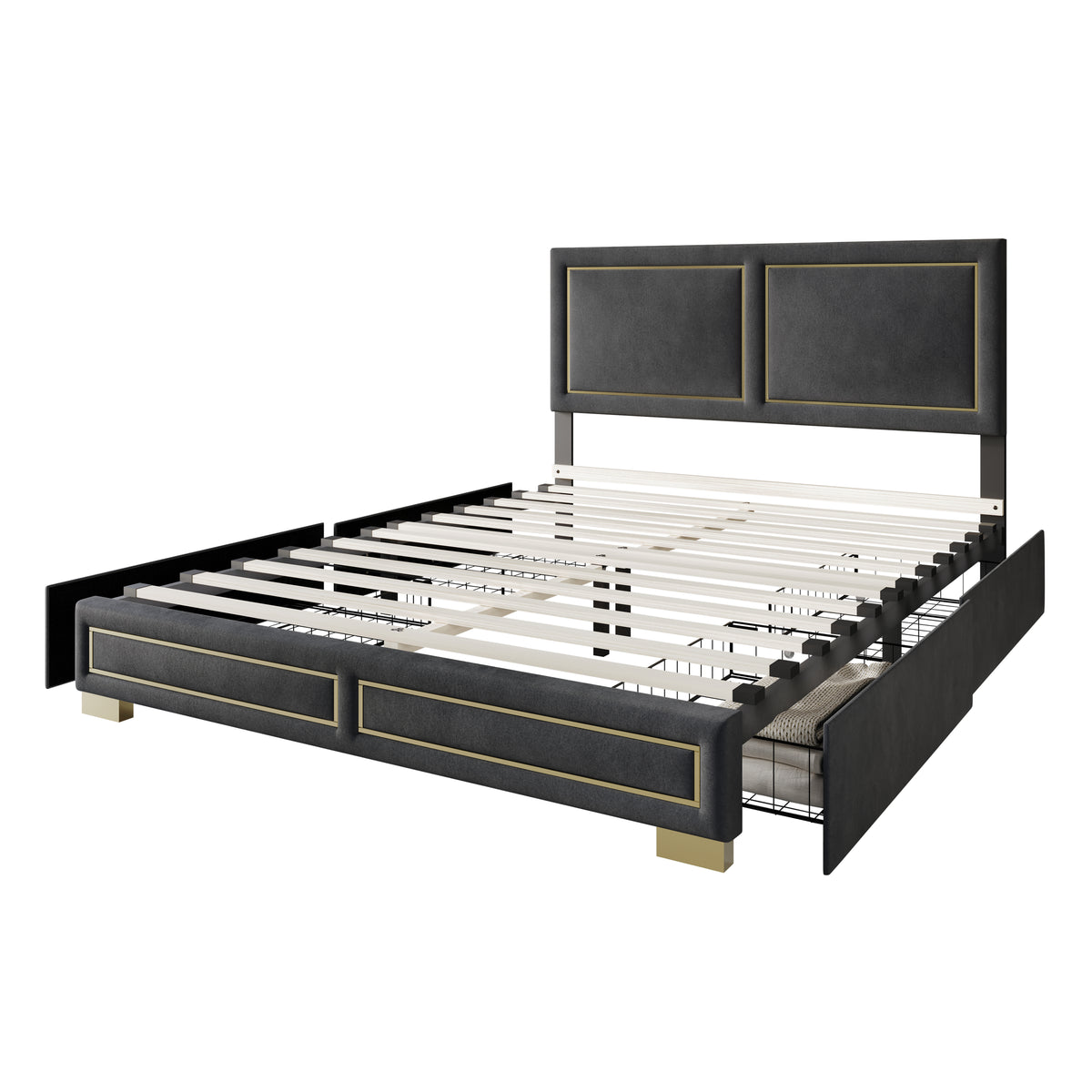 Home Design Jasper Upholstered Storage Platform Bed Frame