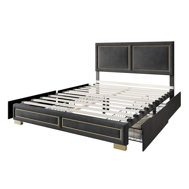 Home Design Jasper Upholstered Storage Platform Bed Frame
