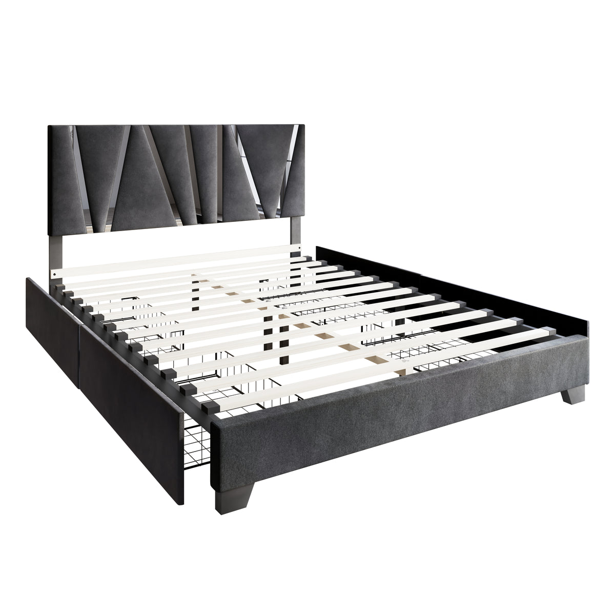 Home Design Hanover Upholstered Storage Platform Bed Frame