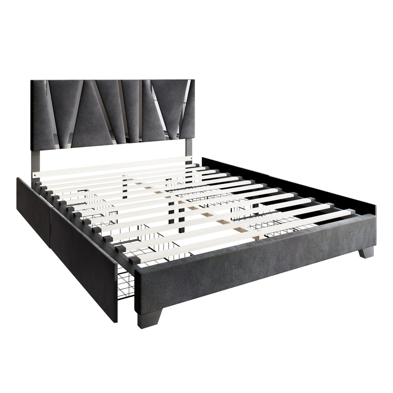 Home Design Hanover Upholstered Storage Platform Bed Frame