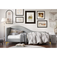 Home Design Lorettta Upholstered Daybed with Sloped Back and High Arm, Nailhead Trim – Adult Guest Room, Bedroom, and Living Room, Easy Assembly
