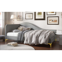 Home Design Lorettta Upholstered Daybed with Sloped Back and High Arm, Nailhead Trim – Adult Guest Room, Bedroom, and Living Room, Easy Assembly