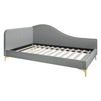 Home Design Lorettta Upholstered Daybed with Sloped Back and High Arm, Nailhead Trim – Adult Guest Room, Bedroom, and Living Room, Easy Assembly