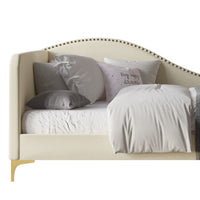 Home Design Lorettta Upholstered Daybed with Sloped Back and High Arm, Nailhead Trim – Adult Guest Room, Bedroom, and Living Room, Easy Assembly