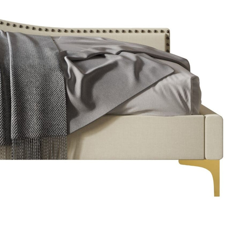 Home Design Lorettta Upholstered Daybed with Sloped Back and High Arm, Nailhead Trim – Adult Guest Room, Bedroom, and Living Room, Easy Assembly