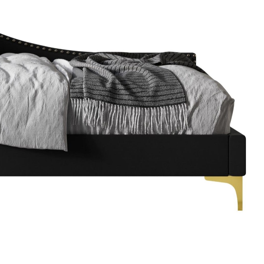 Home Design Lorettta Upholstered Daybed with Sloped Back and High Arm, Nailhead Trim – Adult Guest Room, Bedroom, and Living Room, Easy Assembly