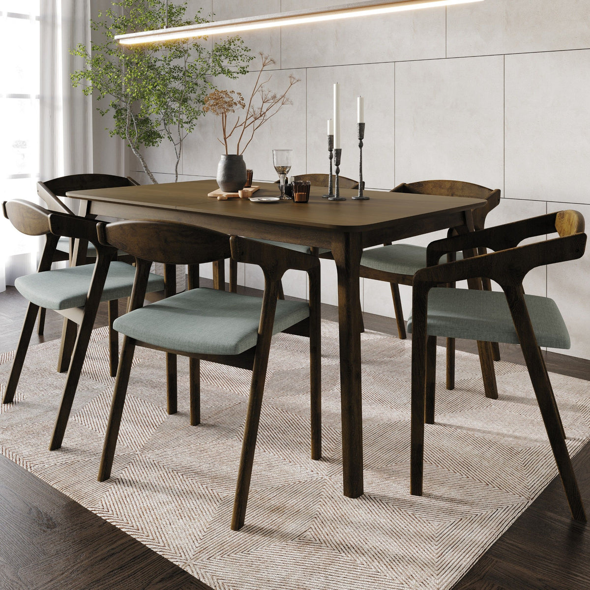 Home Design Joplin 7-Piece Dining Set, Brown/Gray, Modern Design with Comfortable Upholstered Chairs