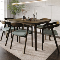 Home Design Joplin 7-Piece Dining Set, Brown/Gray, Modern Design with Comfortable Upholstered Chairs