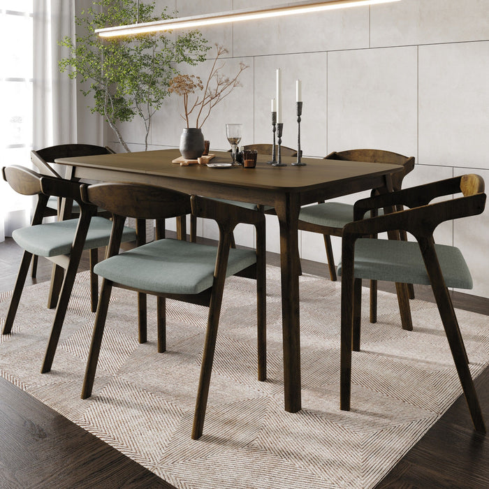 Home Design Joplin 7-Piece Dining Set, Brown/Gray, Modern Design with Comfortable Upholstered Chairs