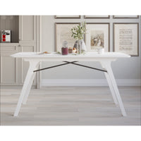 Home Design Mitchell Modern Rectangular Dining Table with Clean Lines, Angled Legs, and Cross-Support Construction