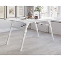 Home Design Mitchell Modern Rectangular Dining Table with Clean Lines, Angled Legs, and Cross-Support Construction