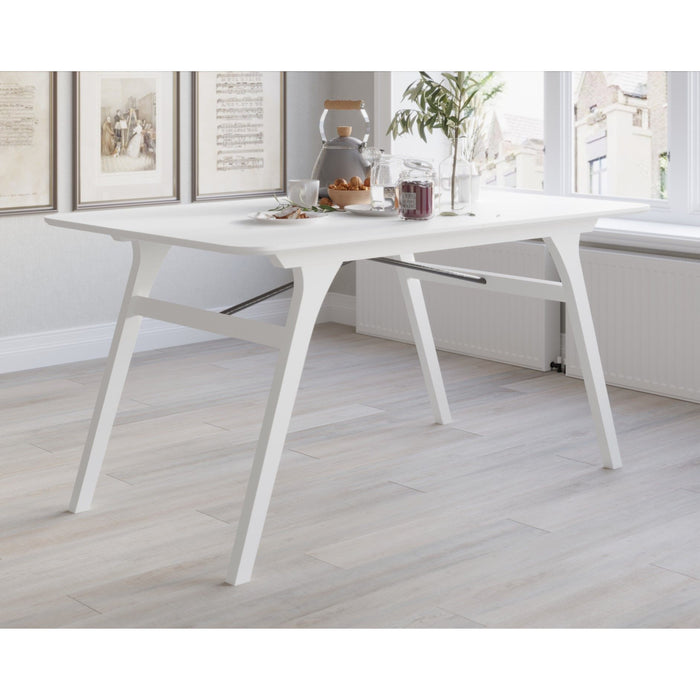 Home Design Mitchell Modern Rectangular Dining Table with Clean Lines, Angled Legs, and Cross-Support Construction