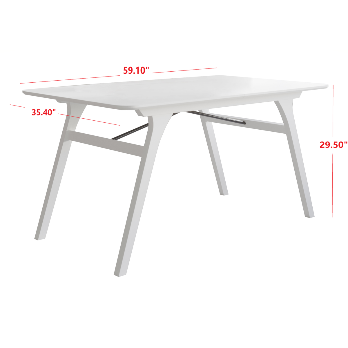 Home Design Mitchell Modern Rectangular Dining Table with Clean Lines, Angled Legs, and Cross-Support Construction