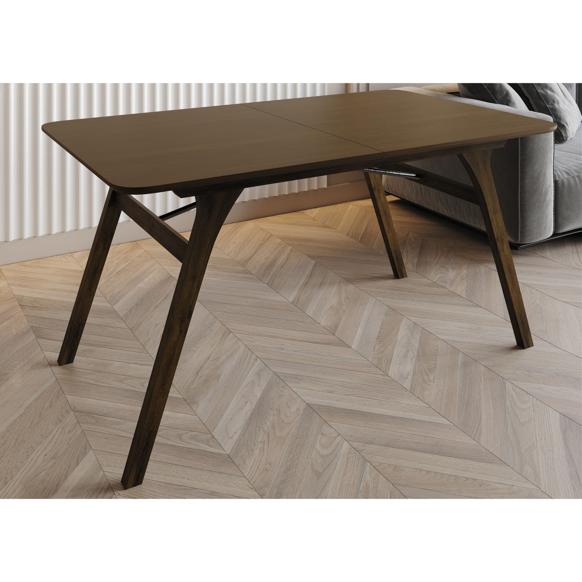 Home Design Mitchell Modern Rectangular Dining Table with Clean Lines, Angled Legs, and Cross-Support Construction