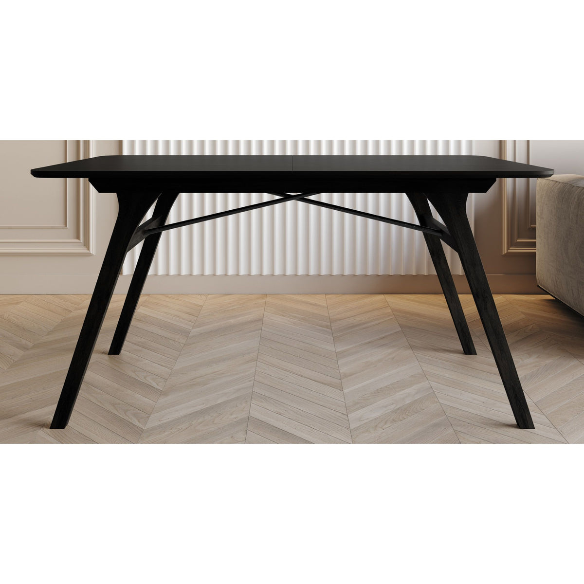 Home Design Mitchell 7-Piece Dining Set, Black/Gray, Modern Design with Upholstered Dining Chairs