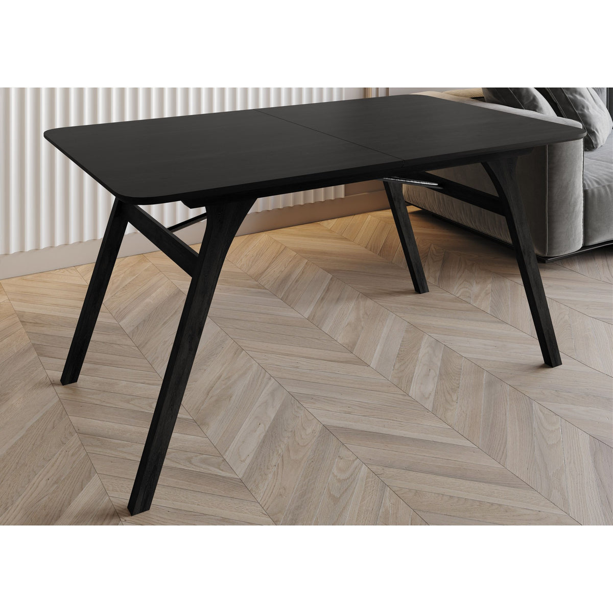 Home Design Mitchell Modern Rectangular Dining Table with Clean Lines, Angled Legs, and Cross-Support Construction