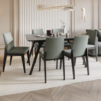 Home Design Mitchell 7-Piece Dining Set, Black/Gray, Modern Design with Upholstered Dining Chairs