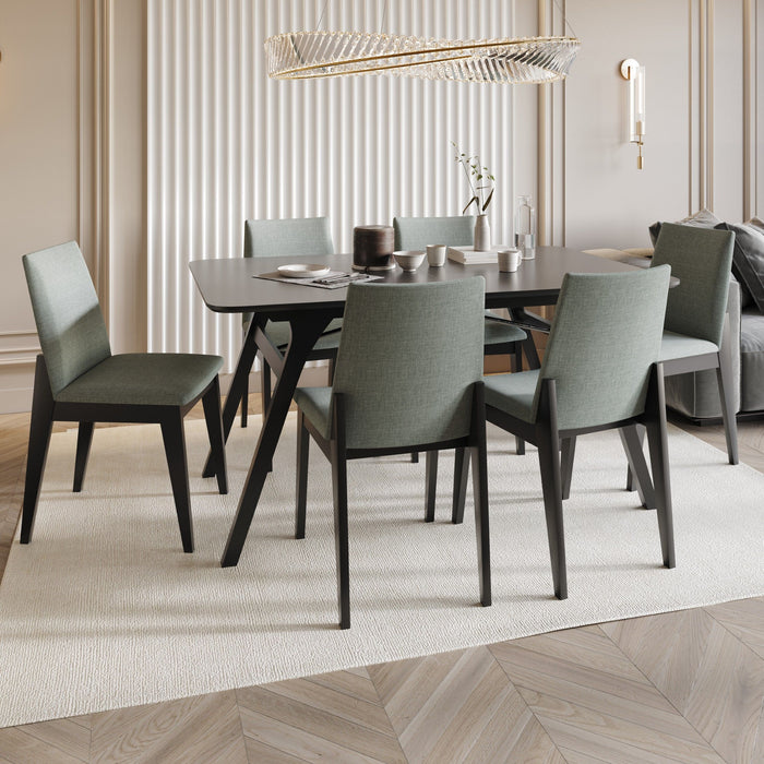 Home Design Mitchell 7-Piece Dining Set, Black/Gray, Modern Design with Upholstered Dining Chairs