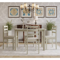 Home Design 5 Pieces Milford Starter Modern Indoor Dining Set, Table and 4 Chairs - Antique Grey