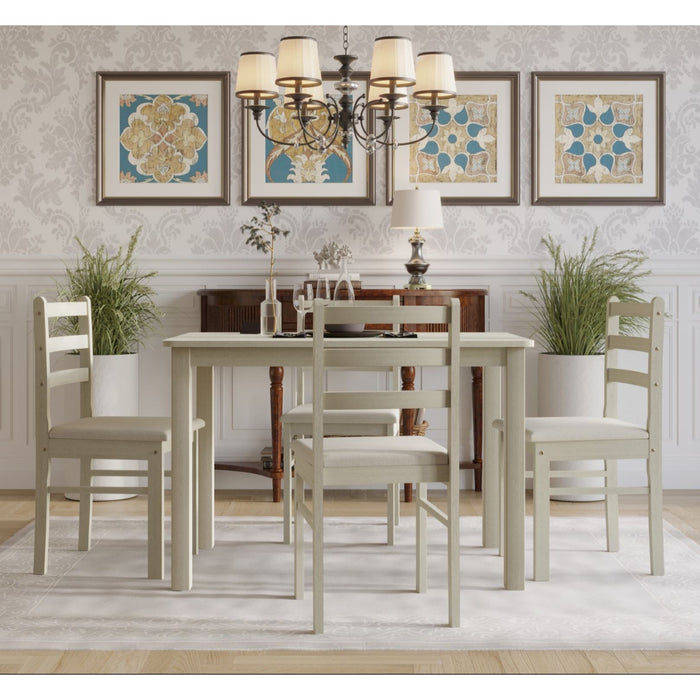 Home Design 5 Pieces Milford Starter Modern Indoor Dining Set, Table and 4 Chairs - Antique Grey